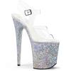Pleaser - FLAMINGO808LG Sandale à bride à la cheville, Pole dance chaussures - Chaussures de pole dance - Couleur argent/Transparent Product image